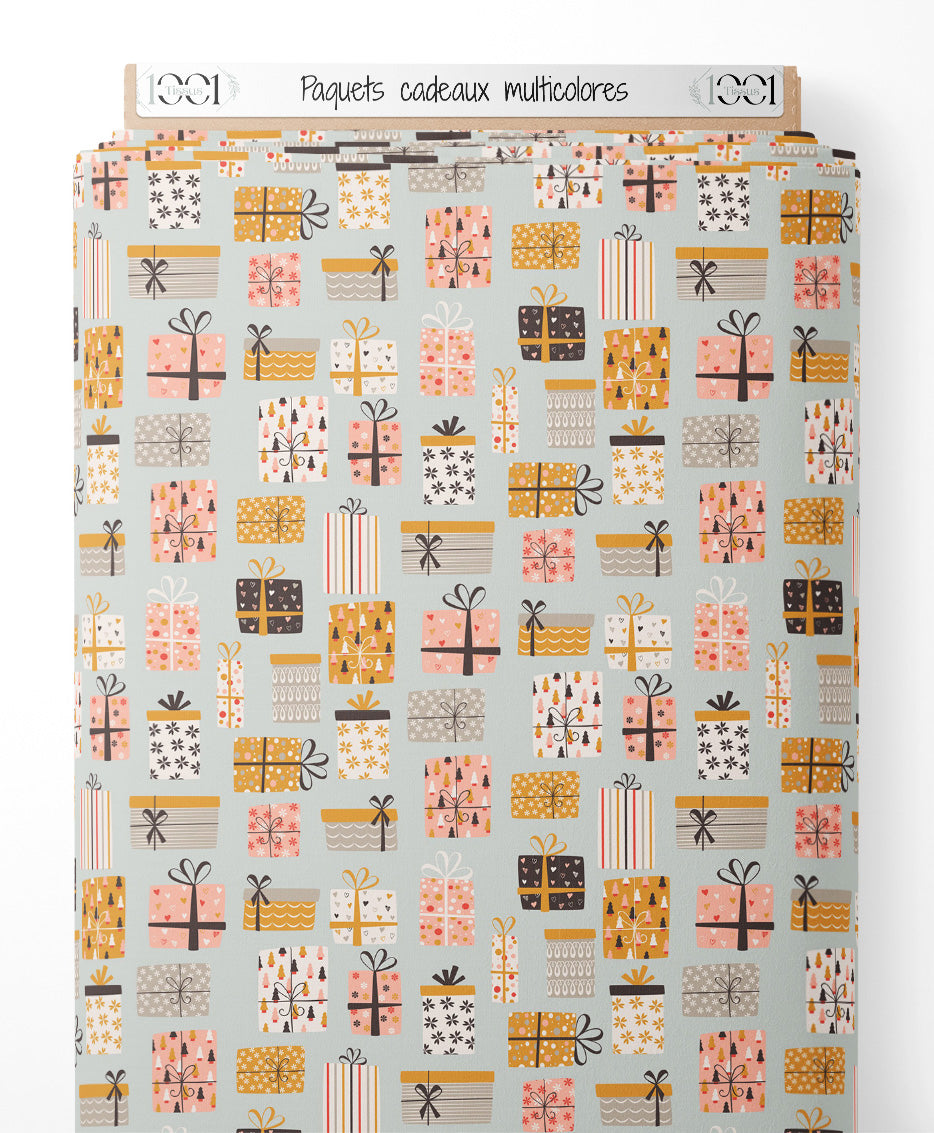 Tissu - Paquets cadeaux multicolores