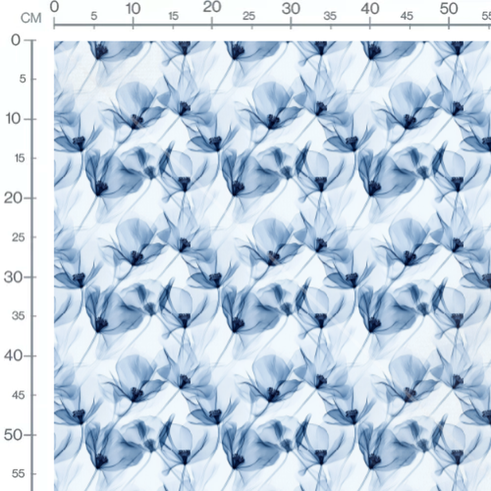 Tissu - Tissu Fleur Xray Bleu Brume