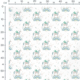 Tissu - Licornes sur arcs-en-ciel verts