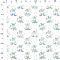 Tissu - Licornes sur arcs-en-ciel verts