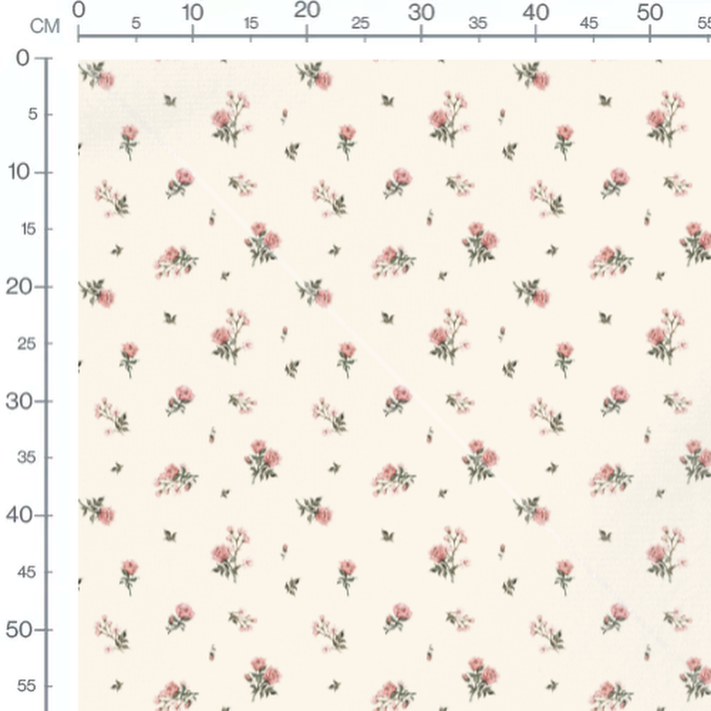 Tissu - Roses et bourgeons fleuris