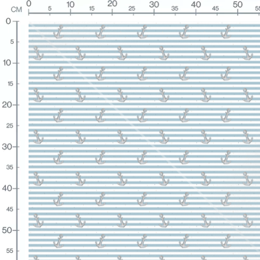 Tissu - Ancres sur rayures bleues