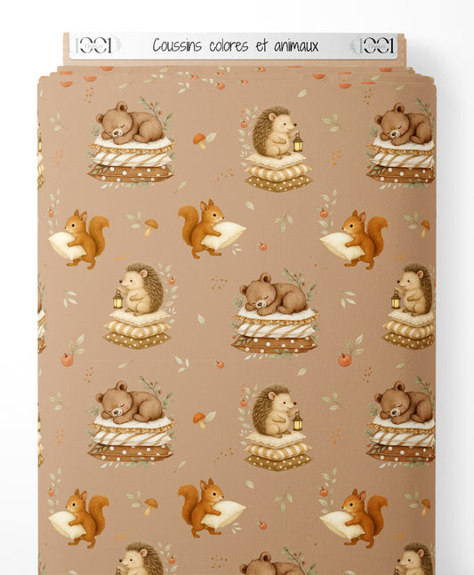 Tissu - Coussins colorés et animaux