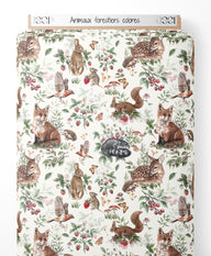 Tissu - Animaux forestiers colorés
