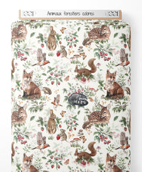 Tissu - Animaux forestiers colorés