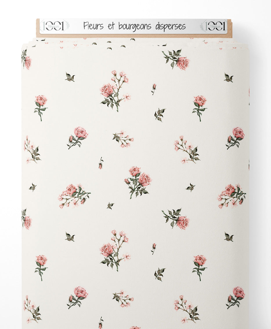 Tissu - Fleurs et bourgeons dispersés