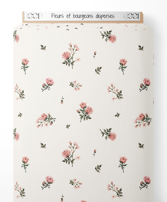 Tissu - Fleurs et bourgeons dispersés