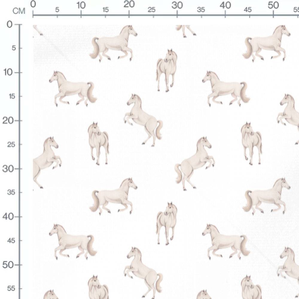 Tissu - Chevaux blancs élégants