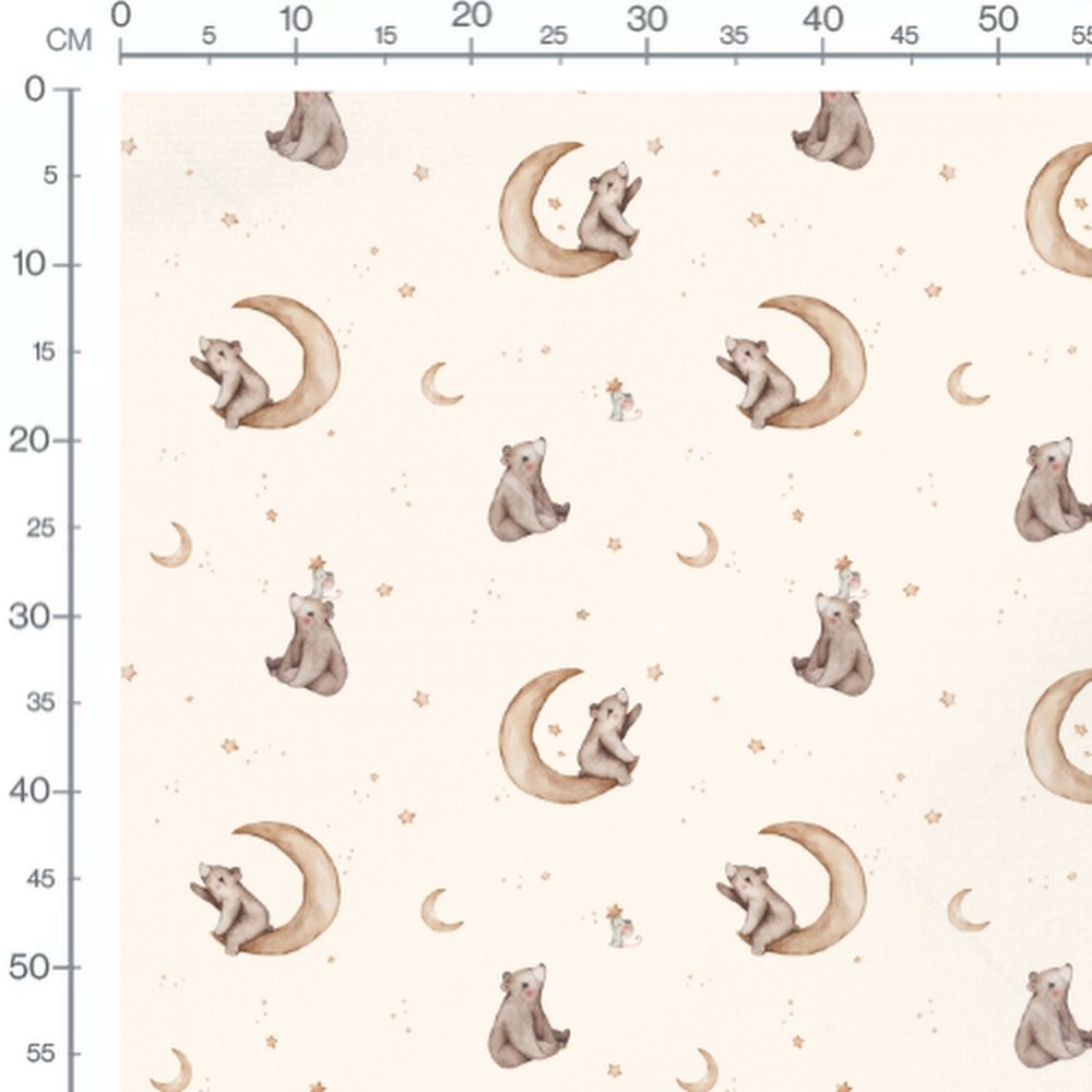 Tissu - Oursons sur lunes et étoiles