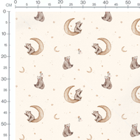 Tissu - Oursons sur lunes et étoiles