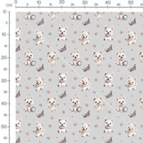 Tissu - Chiots et empreintes grises