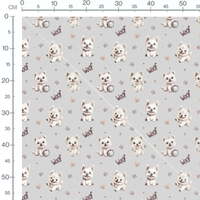 Tissu - Chiots et empreintes grises