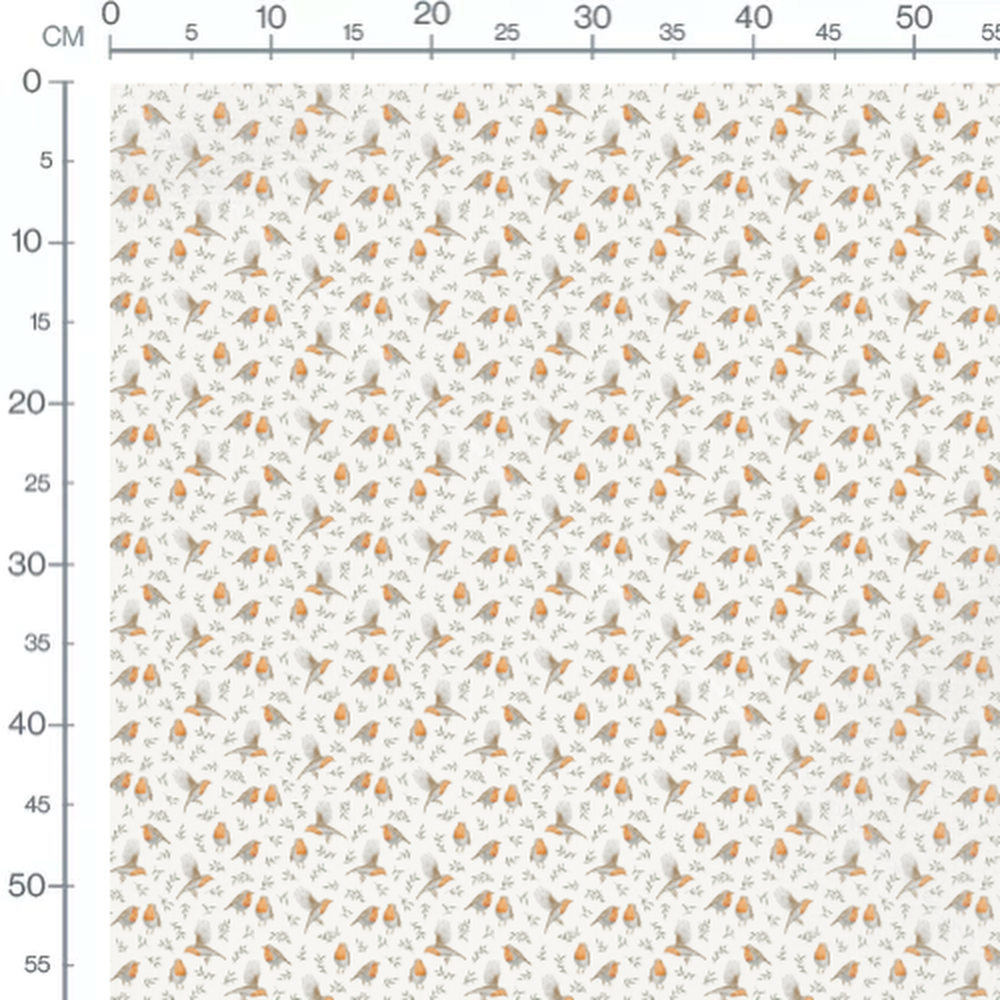 Tissu - Oiseaux et feuilles délicats