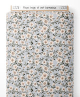 Tissu - Fleurs beige et vert harmonieux