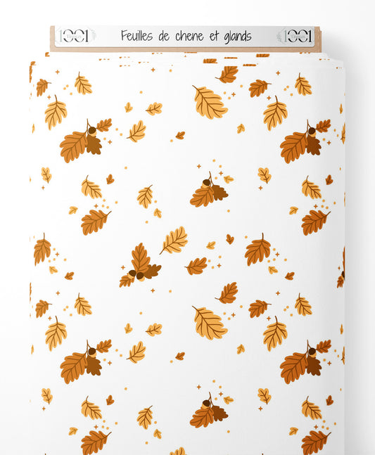 Tissu - Feuilles de chêne et glands