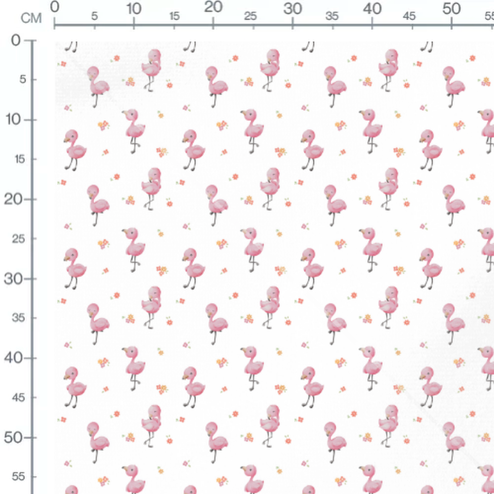 Tissu - Flamants roses et fleurs colorées