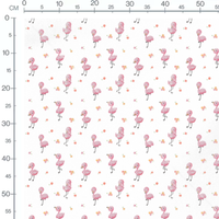 Tissu - Flamants roses et fleurs colorées
