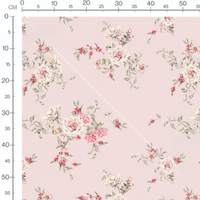Tissu - Bouquets floraux sur fond rose