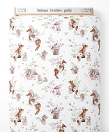 Tissu - Animaux forestiers pastel