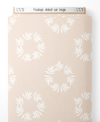 Tissu - Feuillage délicat sur beige