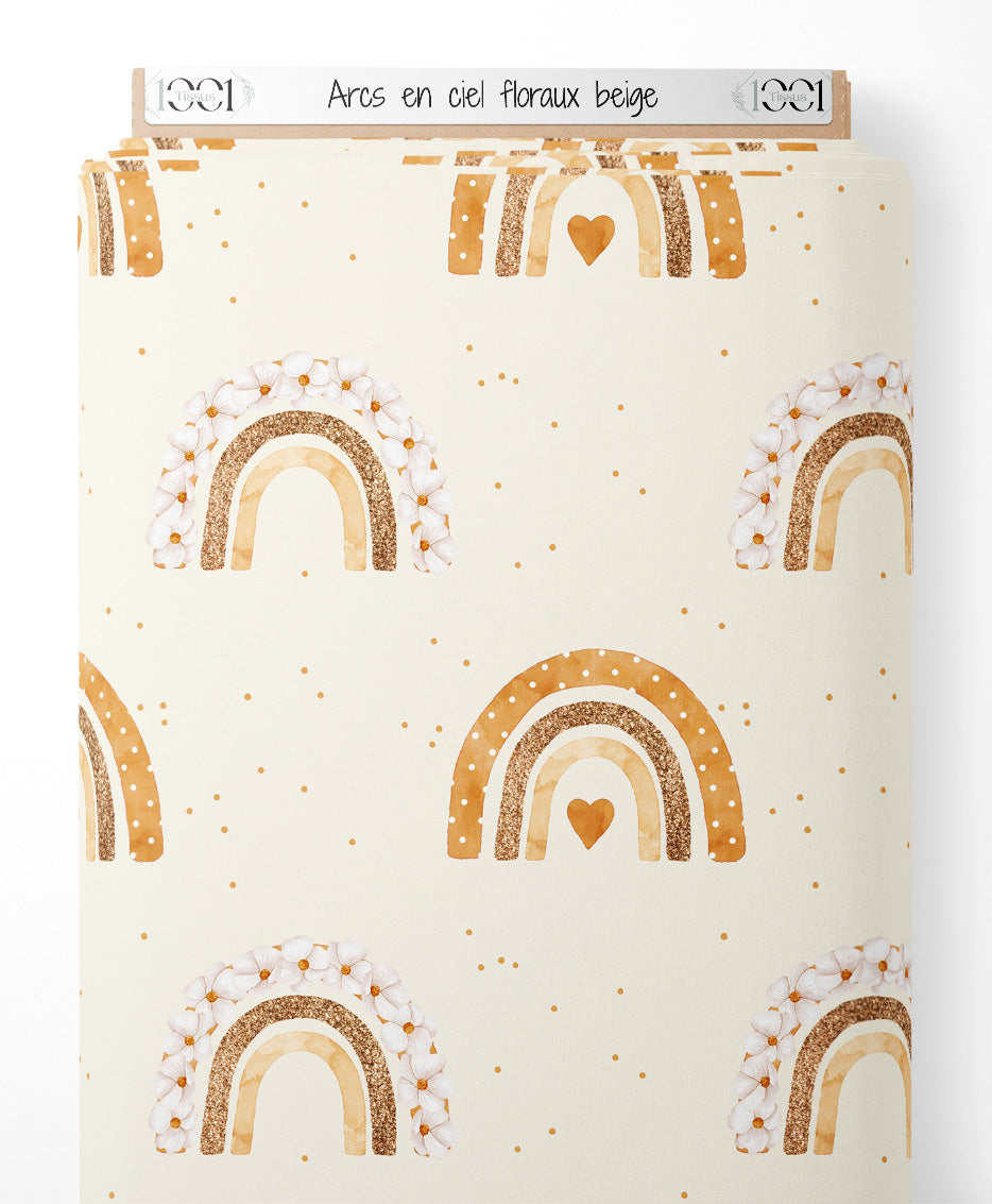 Tissu - Arcs-en-ciel floraux beige
