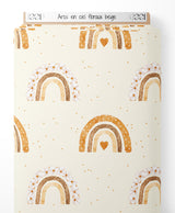 Tissu - Arcs-en-ciel floraux beige