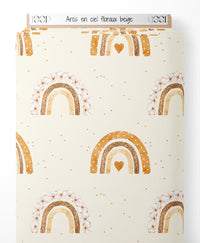 Tissu - Arcs-en-ciel floraux beige
