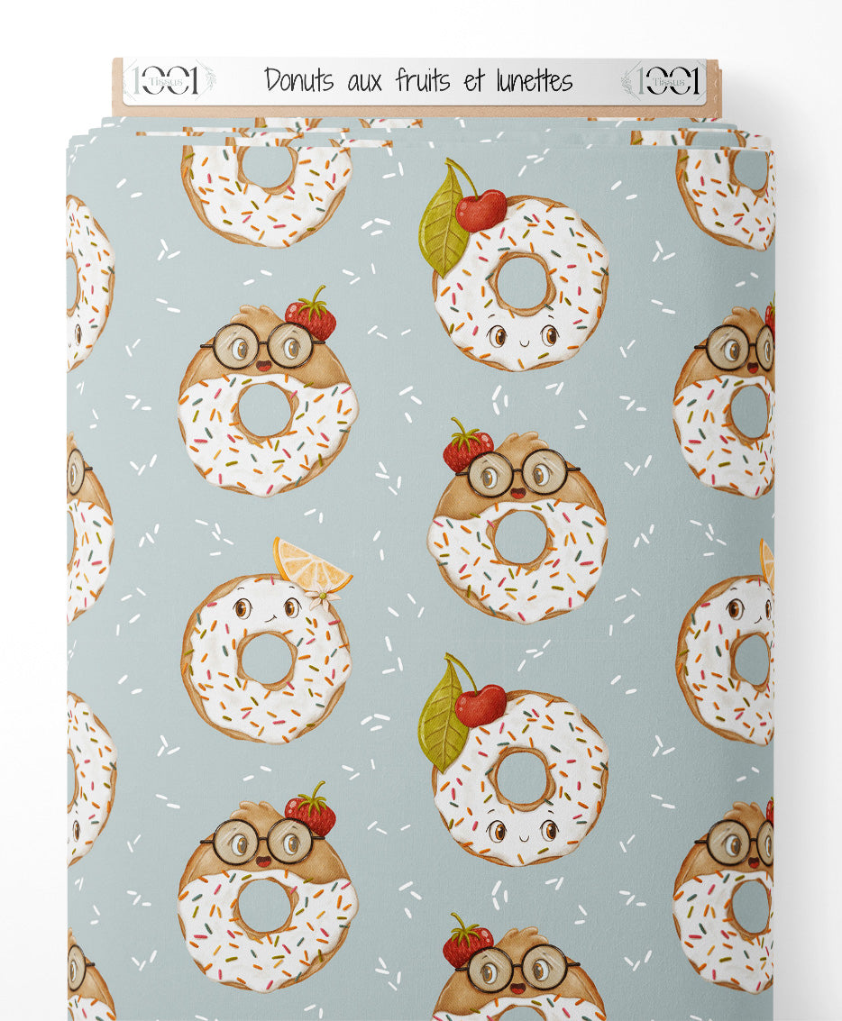 Tissu - Donuts aux fruits et lunettes