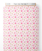 Tissu - Fleurs roses sur fond blanc 3