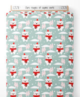 Tissu - Ours rouges et sapins verts
