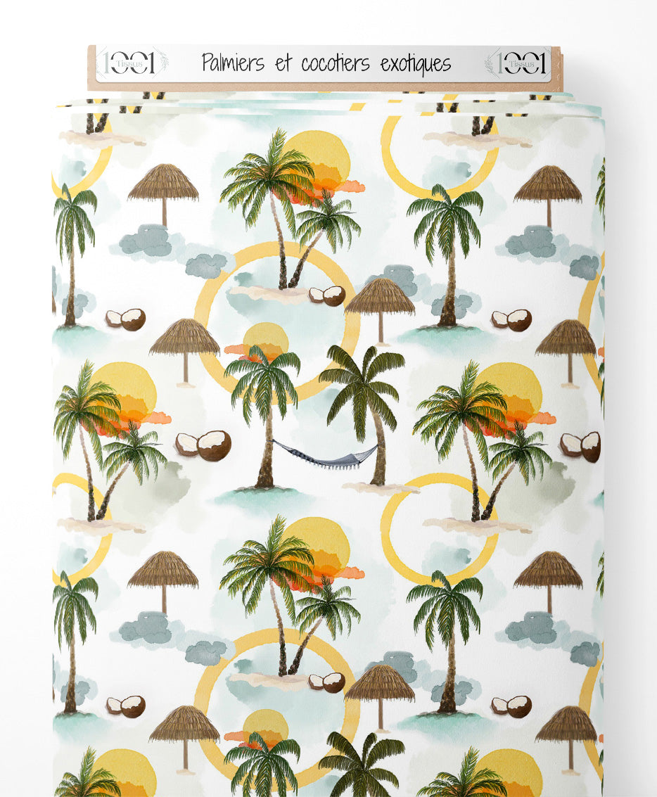 Tissu - Palmiers et cocotiers exotiques
