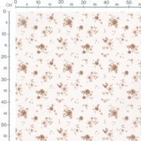 Tissu - Fleurs marron et blanches 2