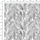 Tissu - Feuilles fines sur fond blanc