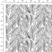 Tissu - Feuilles fines sur fond blanc