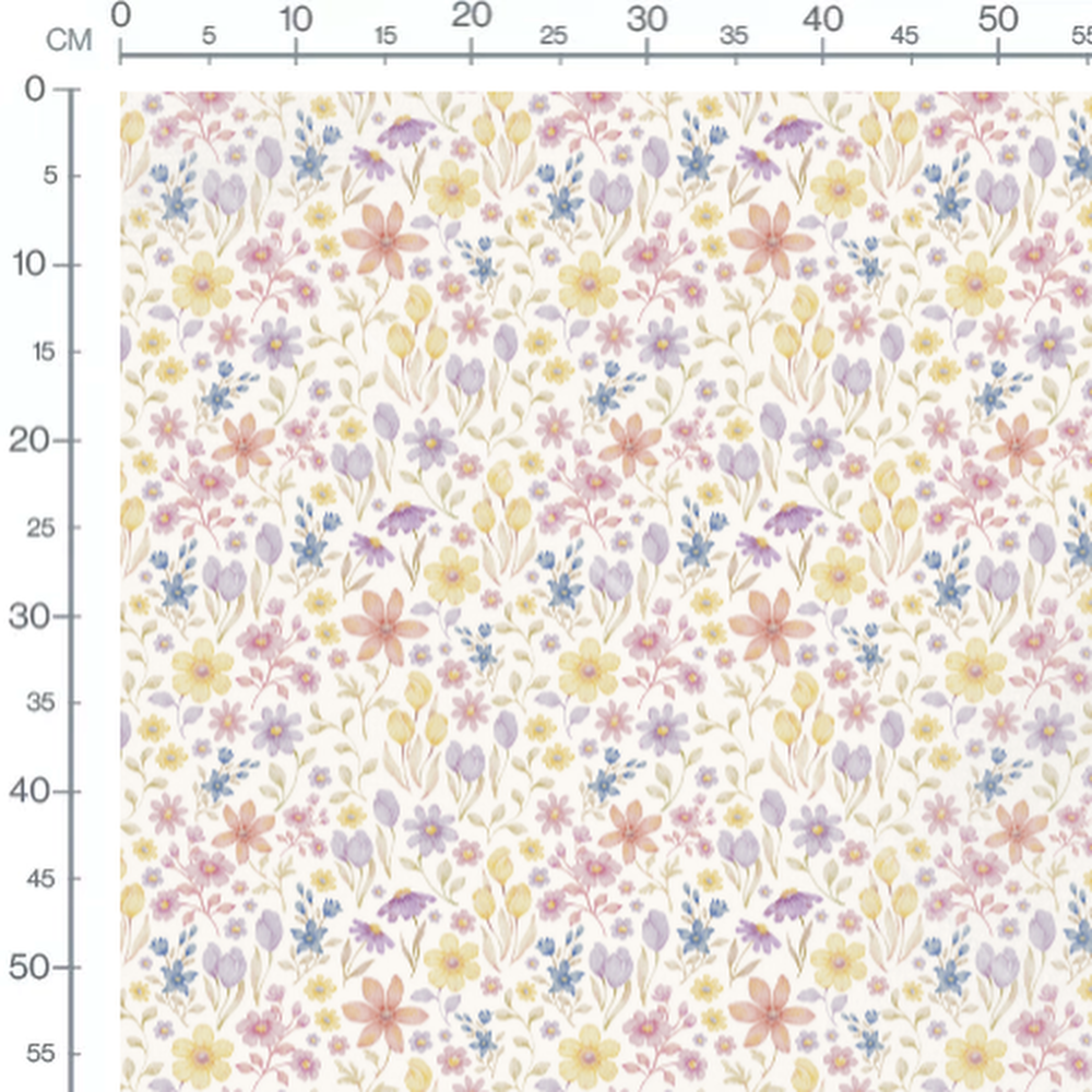 Tissu - Fleurs variées en pastel 2