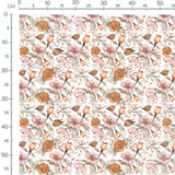 Tissu - Fleurs roses et oranges