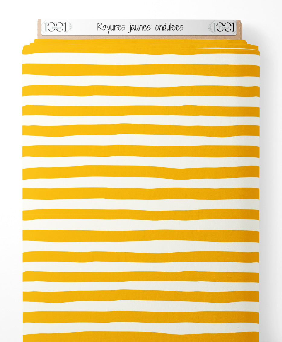 Tissu - Rayures jaunes ondulées