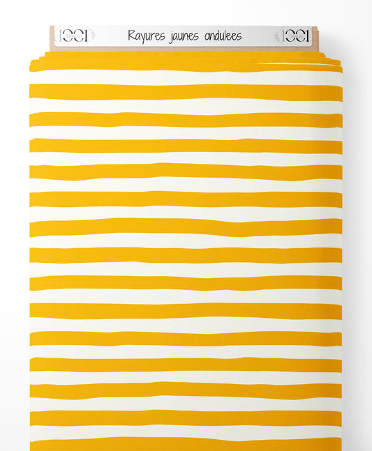 Tissu - Rayures jaunes ondulées