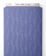 Tissu - Feuilles violettes sur bleu