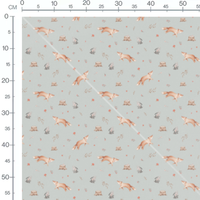 Tissu - Renards et lapins sur fond bleu