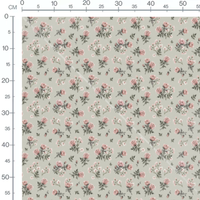Tissu - Roses roses sur fond gris