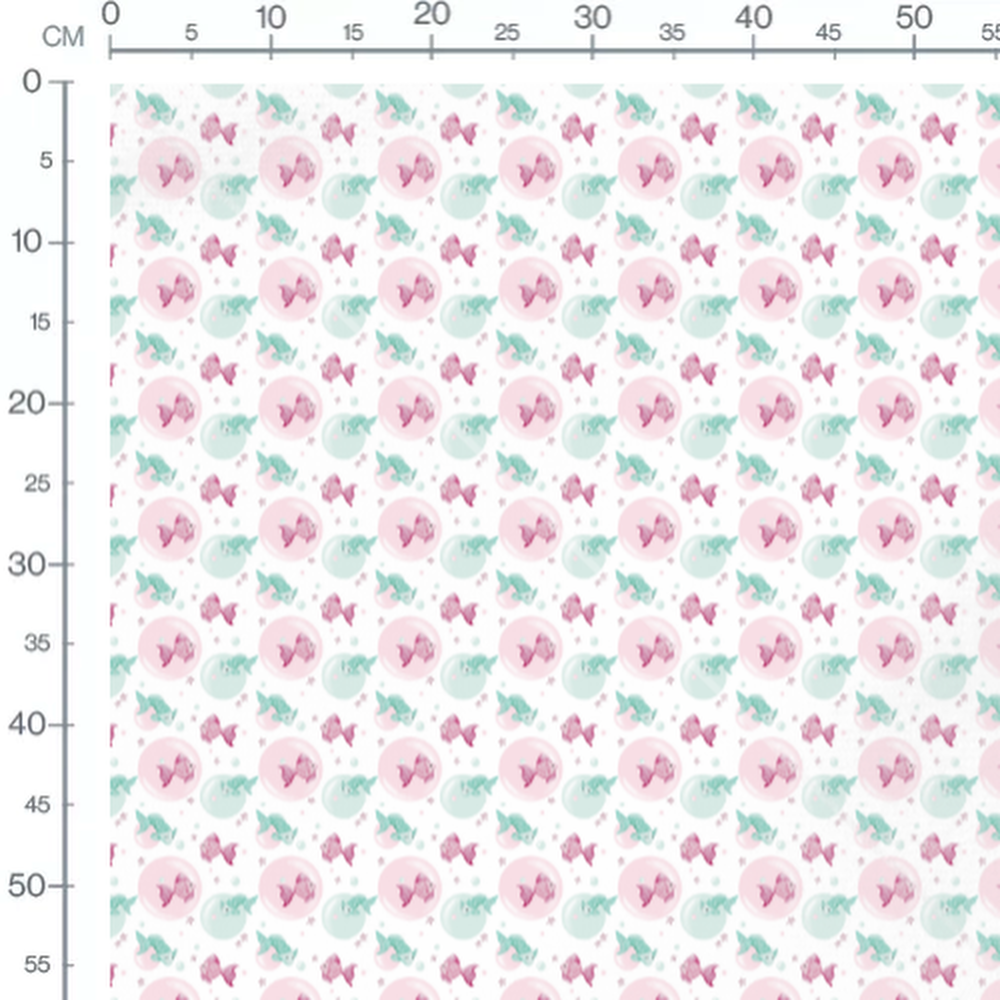 Tissu - Poissons roses et verts
