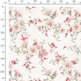 Tissu - Oiseaux roses sur fond crème 2