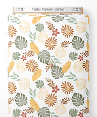 Tissu - Feuilles tropicales colorées