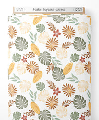 Tissu - Feuilles tropicales colorées