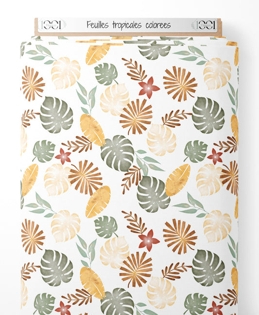 Tissu - Feuilles tropicales colorées