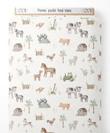Tissu - Ferme pastel sur fond blanc