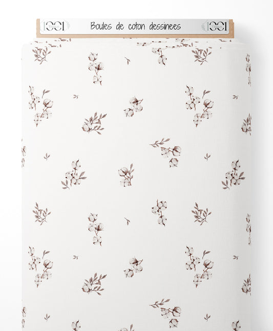 Tissu - Boules de coton dessinées