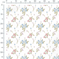 Tissu - Fleurs bleues et roses douces