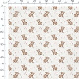 Tissu - Petites vaches et fleurs